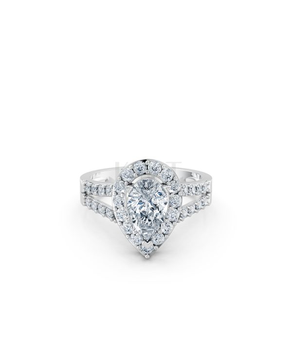 Nhẫn đính hôn R215 thiết kế đá chủ kiểu giọt nước hiện đại màu vàng trắng White Gold vàng sáng bóng, thiết kế trẻ trung