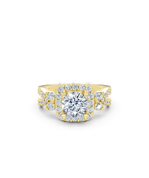 Nhẫn đính hôn R216 thiết kế mặt vuông đính đá chủ tròn màu Vàng Gold mặt nhẫn chạm khắc tinh xảo, độc đáo