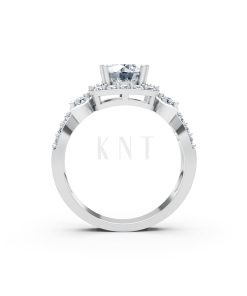 Nhẫn đính hôn R216 thiết kế mặt vuông đính đá chủ tròn màu vàng trắng White Gold kiểu dáng cá tính, hiện đại