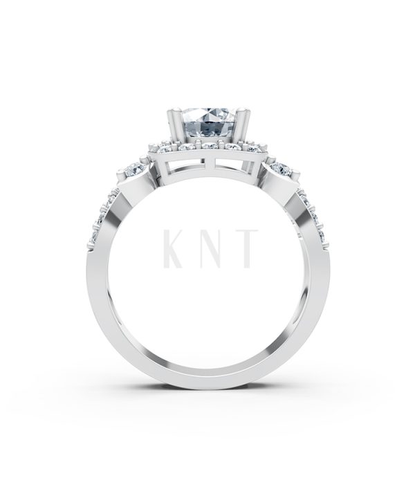 Nhẫn đính hôn R216 thiết kế mặt vuông đính đá chủ tròn màu vàng trắng White Gold kiểu dáng cá tính, hiện đại