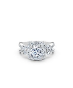 Nhẫn đính hôn R216 thiết kế mặt vuông đính đá chủ tròn màu vàng trắng White Gold vàng sáng bóng, thiết kế trẻ trung