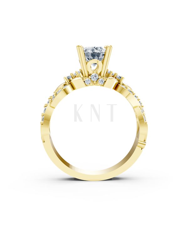 Nhẫn đính hôn R218 thiết kế đài hoa sang trọng cổ điển màu Vàng Gold vàng 10K/14K/18K/607 đính đá nhỏ, thanh lịch