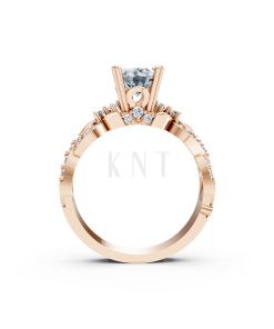 Nhẫn đính hôn R218 thiết kế đài hoa sang trọng cổ điển màu vàng hồng Rose Gold vàng đẹp, họa tiết hình học, độc đáo