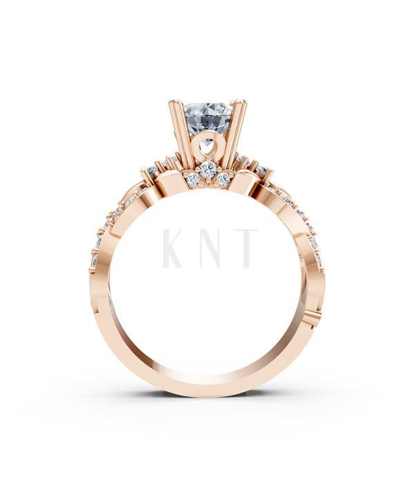 Nhẫn đính hôn R218 thiết kế đài hoa sang trọng cổ điển màu vàng hồng Rose Gold vàng đẹp, họa tiết hình học, độc đáo