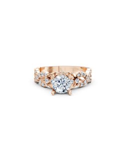 Nhẫn đính hôn R218 thiết kế đài hoa sang trọng cổ điển màu vàng hồng Rose Gold thiết kế đối xứng, phong cách, ấn tượng