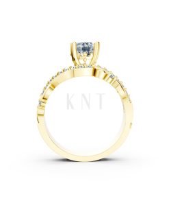 Nhẫn đính hôn R219 thiết kế cổ điển đính đá chủ lấp lánh màu Vàng Gold mặt nhẫn chạm khắc tinh xảo, độc đáo