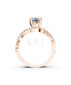 Nhẫn đính hôn R219 thiết kế cổ điển đính đá chủ lấp lánh màu vàng hồng Rose Gold cặp đôi, phong cách trẻ trung, nổi bật