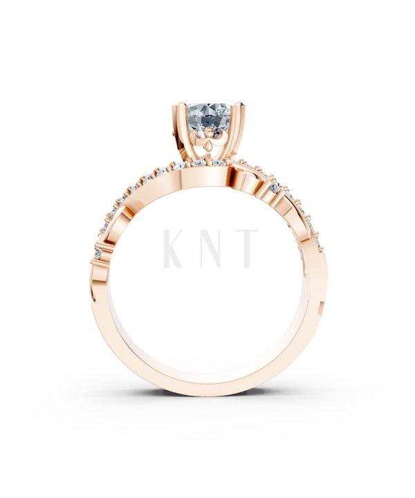 Nhẫn đính hôn R219 thiết kế cổ điển đính đá chủ lấp lánh màu vàng hồng Rose Gold cặp đôi, phong cách trẻ trung, nổi bật