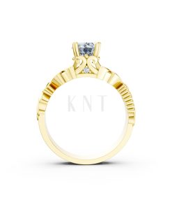 Nhẫn đính hôn R220 thiết kế hoa lá tinh xảo nổi bật nữ tính màu Vàng Gold vàng 10K/14K/18K/607 đính đá nhỏ, thanh lịch