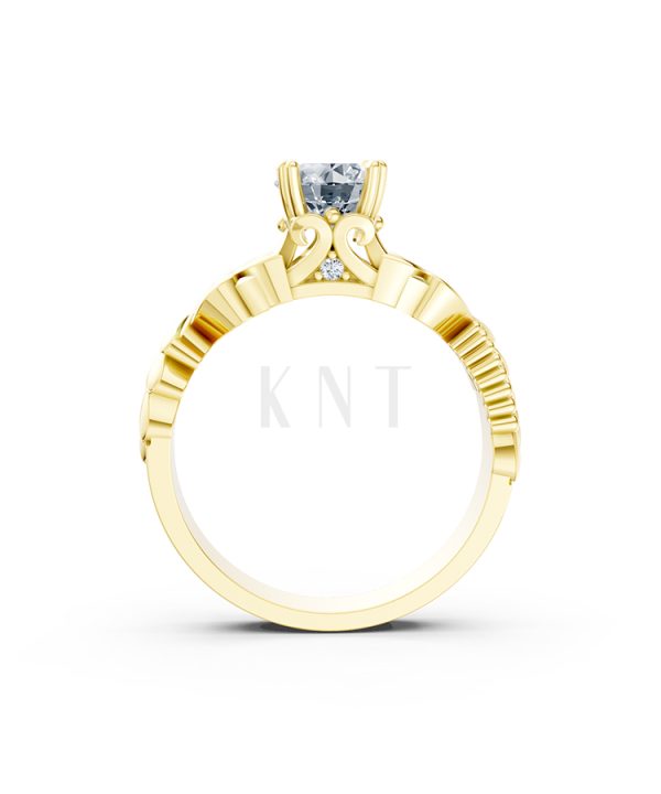 Nhẫn đính hôn R220 thiết kế hoa lá tinh xảo nổi bật nữ tính màu Vàng Gold vàng 10K/14K/18K/607 đính đá nhỏ, thanh lịch