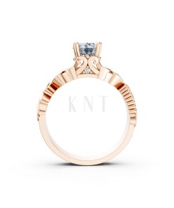 Nhẫn đính hôn R220 thiết kế hoa lá tinh xảo nổi bật nữ tính màu vàng hồng Rose Gold vàng đẹp, họa tiết hình học, độc đáo