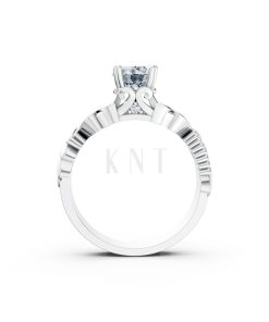 Nhẫn đính hôn R220 thiết kế hoa lá tinh xảo nổi bật nữ tính màu vàng trắng White Gold kiểu dáng cá tính, hiện đại