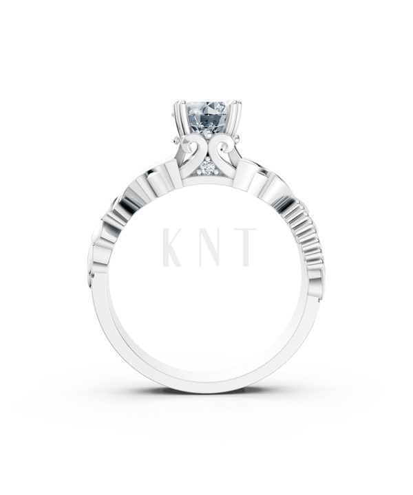 Nhẫn đính hôn R220 thiết kế hoa lá tinh xảo nổi bật nữ tính màu vàng trắng White Gold kiểu dáng cá tính, hiện đại