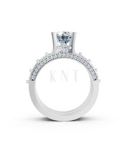 Nhẫn đính hôn R221 thiết kế thân nhẫn đính đá vuông tinh xảo màu vàng trắng White Gold kiểu dáng cá tính, hiện đại