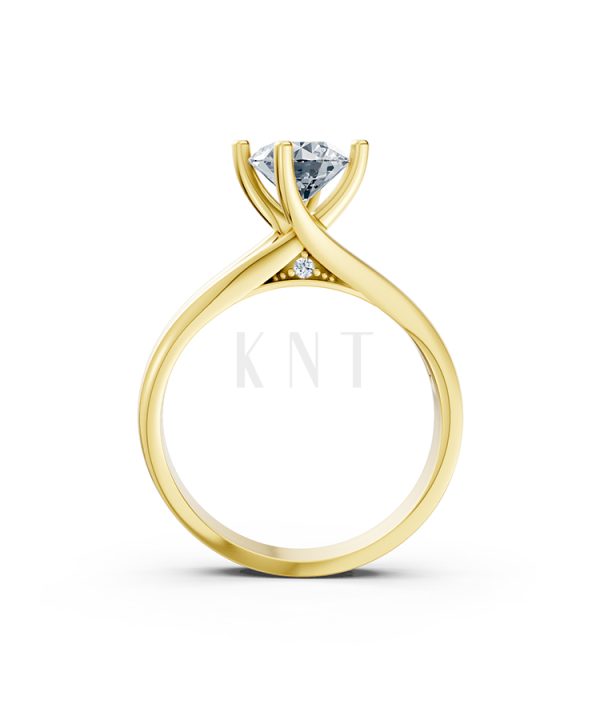 Nhẫn đính hôn đá US R225 kiểu dáng hiện đại, mặt đá lớn màu Vàng Gold vàng 10K/14K/18K/607 đính đá nhỏ, thanh lịch