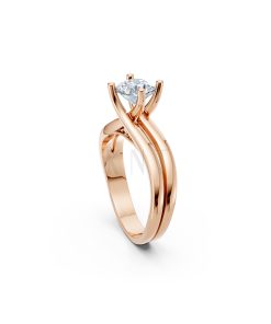Nhẫn đính hôn đá US R225 kiểu dáng hiện đại, mặt đá lớn màu vàng hồng Rose Gold cặp đôi, phong cách trẻ trung, nổi bật