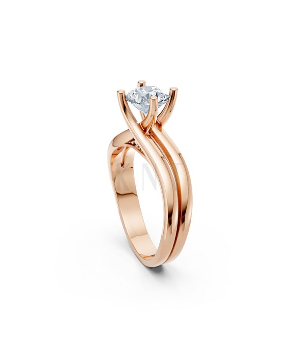 Nhẫn đính hôn đá US R225 kiểu dáng hiện đại, mặt đá lớn màu vàng hồng Rose Gold cặp đôi, phong cách trẻ trung, nổi bật