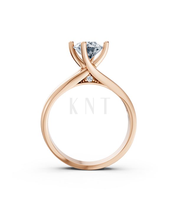 Nhẫn đính hôn đá US R225 kiểu dáng hiện đại, mặt đá lớn màu vàng hồng Rose Gold vàng đẹp, họa tiết hình học, độc đáo