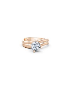 Nhẫn đính hôn đá US R225 kiểu dáng hiện đại, mặt đá lớn màu vàng hồng Rose Gold thiết kế đối xứng, phong cách, ấn tượng