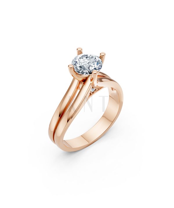 Nhẫn đính hôn đá US R225 kiểu dáng hiện đại, mặt đá lớn màu vàng hồng Rose Gold họa tiết ấn tượng, cá tính