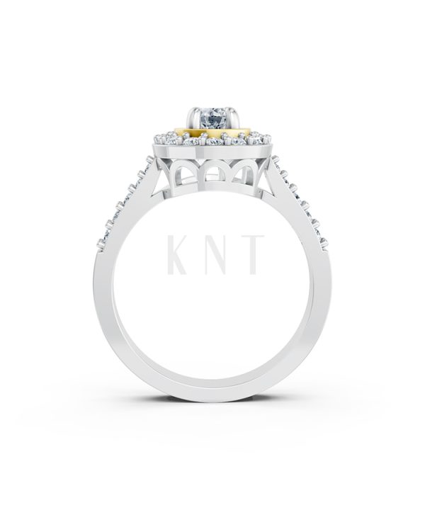 Nhẫn đính hôn đá US R227 ổ tròn hai tầng đá rực rỡ phối màu Dual Color thiết kế đối xứng, phong cách, ấn tượng