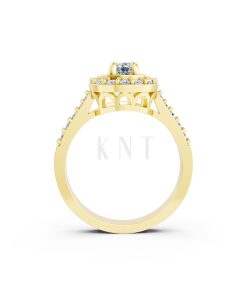 Nhẫn đính hôn đá US R227 ổ tròn hai tầng đá rực rỡ màu Vàng Gold vàng 10K/14K/18K/607 đính đá nhỏ, thanh lịch