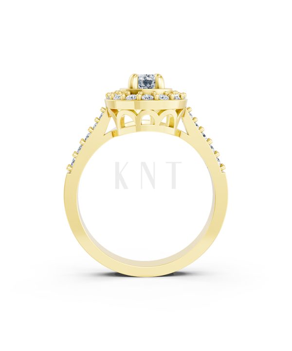 Nhẫn đính hôn đá US R227 ổ tròn hai tầng đá rực rỡ màu Vàng Gold vàng 10K/14K/18K/607 đính đá nhỏ, thanh lịch