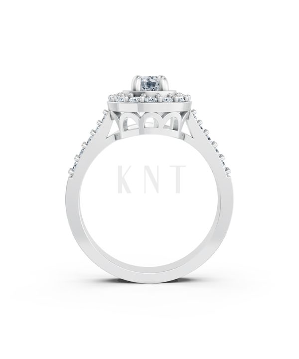 Nhẫn đính hôn đá US R227 ổ tròn hai tầng đá rực rỡ màu vàng trắng White Gold vàng sáng, đường nét sắc sảo, tinh tế