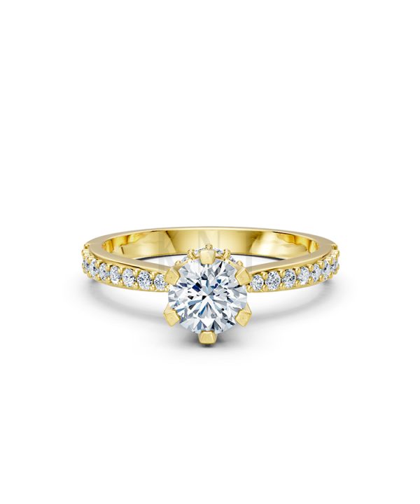 Nhẫn đính hôn R229 thiết kế thanh mảnh đính đá chủ nổi bật