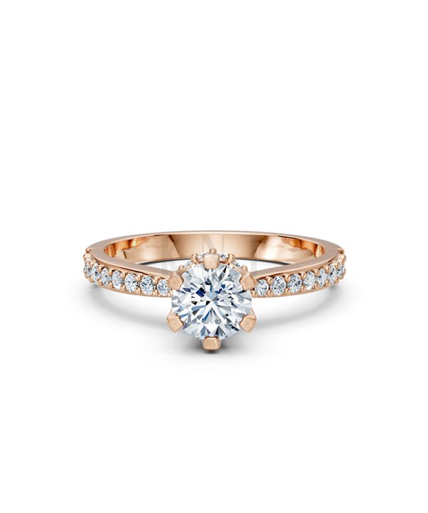 Nhẫn đính hôn R229 vàng hồng nổi bật