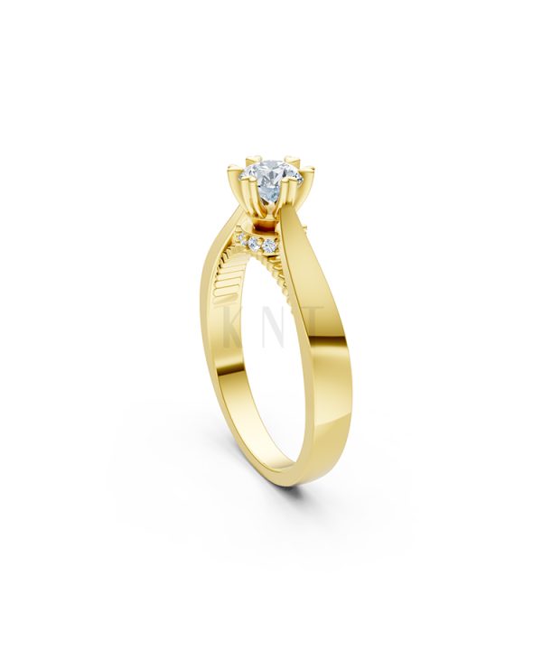 Nhẫn đính hôn đá US R230 thiết kế solitaire sang trọng màu Vàng Gold đính đá trắng, thiết kế phá cách, sang trọng