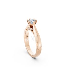 Nhẫn đính hôn đá US R230 thiết kế solitaire sang trọng màu vàng hồng Rose Gold cặp đôi, phong cách trẻ trung, nổi bật