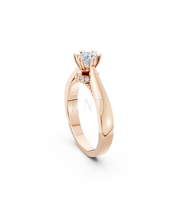 Nhẫn đính hôn đá US R230 thiết kế solitaire sang trọng màu vàng hồng Rose Gold cặp đôi, phong cách trẻ trung, nổi bật