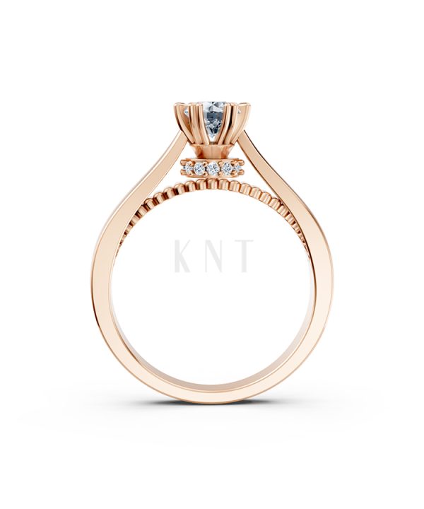 Nhẫn đính hôn đá US R230 thiết kế solitaire sang trọng màu vàng hồng Rose Gold vàng đẹp, họa tiết hình học, độc đáo