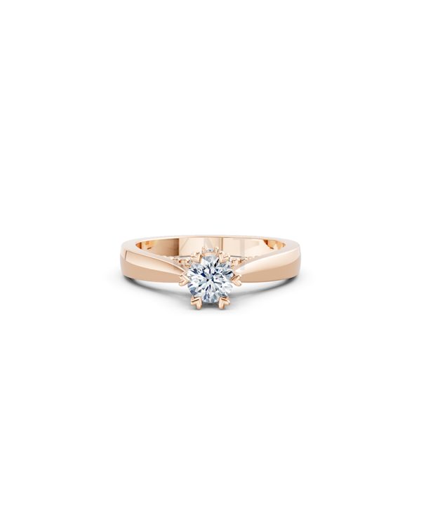 Nhẫn đính hôn đá US R230 thiết kế solitaire sang trọng màu vàng hồng Rose Gold thiết kế đối xứng, phong cách, ấn tượng