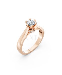 Nhẫn đính hôn đá US R230 thiết kế solitaire sang trọng màu vàng hồng Rose Gold họa tiết ấn tượng, cá tính