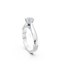 Nhẫn đính hôn đá US R230 thiết kế solitaire sang trọng màu vàng trắng White Gold kiểu dáng cá tính, hiện đại