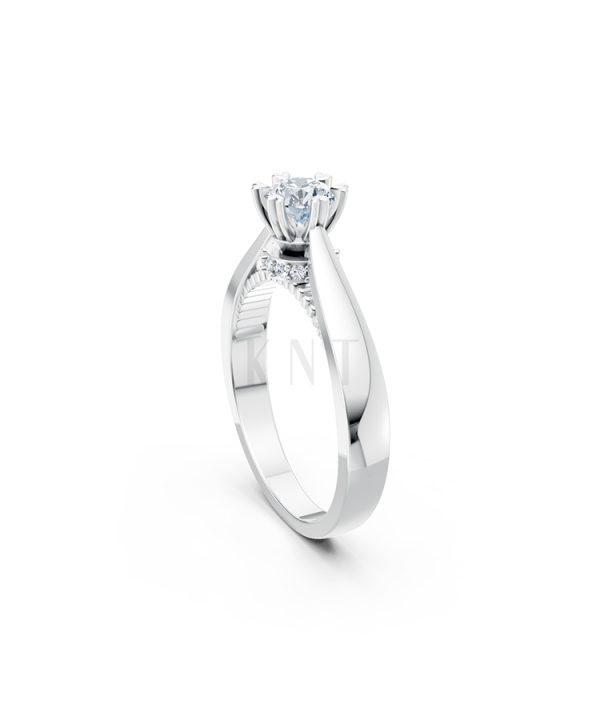 Nhẫn đính hôn đá US R230 thiết kế solitaire sang trọng màu vàng trắng White Gold kiểu dáng cá tính, hiện đại