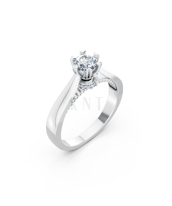 Nhẫn đính hôn đá US R230 thiết kế solitaire sang trọng màu vàng trắng White Gold kiểu dáng hiện đại, nổi bật