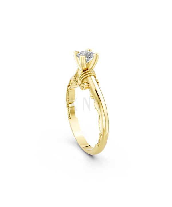 Nhẫn đính hôn R232 màu Vàng Gold đính đá trắng, thiết kế phá cách, sang trọng