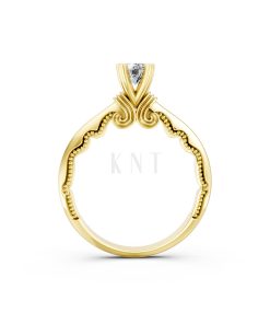 Nhẫn đính hôn R232 màu Vàng Gold vàng 10K/14K/18K/607 đính đá nhỏ, thanh lịch