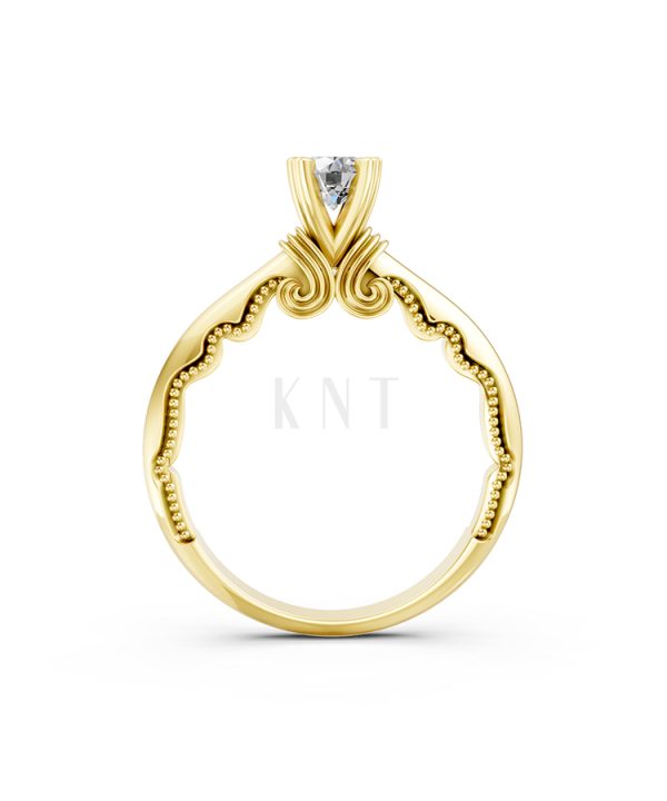Nhẫn đính hôn R232 màu Vàng Gold vàng 10K/14K/18K/607 đính đá nhỏ, thanh lịch