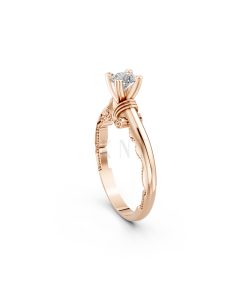 Nhẫn đính hôn R232 màu vàng hồng Rose Gold cặp đôi, phong cách trẻ trung, nổi bật
