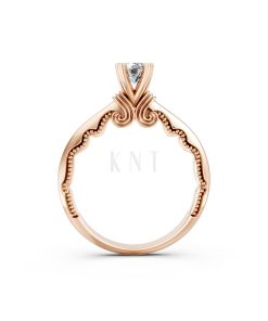 Nhẫn đính hôn R232 màu vàng hồng Rose Gold vàng đẹp, họa tiết hình học, độc đáo