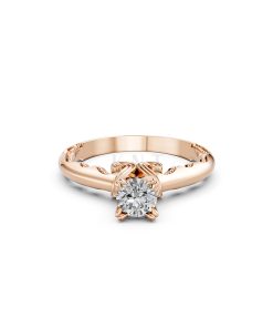 Nhẫn đính hôn R232 màu vàng hồng Rose Gold thiết kế đối xứng, phong cách, ấn tượng