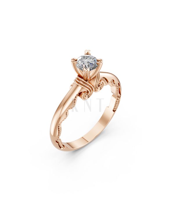 Nhẫn đính hôn R232 màu vàng hồng Rose Gold họa tiết ấn tượng, cá tính