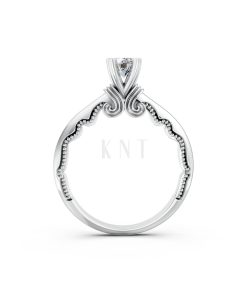 Nhẫn đính hôn R232 màu vàng trắng White Gold vàng sáng bóng, thiết kế trẻ trung