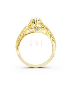 Nhẫn đính hôn R234 thiết kế cổ điển chạm khắc tinh xảo màu Vàng Gold vàng 10K/14K/18K/607 đính đá nhỏ, thanh lịch
