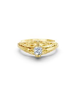 Nhẫn đính hôn R234 thiết kế cổ điển chạm khắc tinh xảo màu Vàng Gold mặt nhẫn chạm khắc tinh xảo, độc đáo