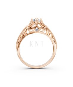 Nhẫn đính hôn R234 thiết kế cổ điển chạm khắc tinh xảo màu vàng hồng Rose Gold vàng đẹp, họa tiết hình học, độc đáo